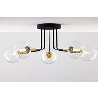 Plafoniera moderna negru/auriu sticla transparenta 5xG9 Burano 2040 Jupiter