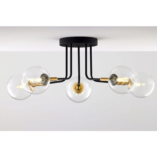 Plafoniera moderna negru/auriu sticla transparenta 5xG9 Burano 2040 Jupiter