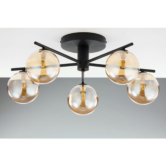 Plafoniera moderna negru sticla chihlimbar 5xG9 Prato 2047 Jupiter