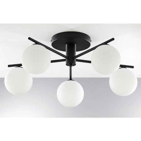 Plafoniera moderna negru sticla alba 5xG9 Prato 2049 Jupiter