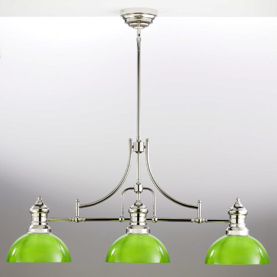 Candelabru modern nichel lucios abajururi verzi 3xE27 Platino 2072 Jupiter