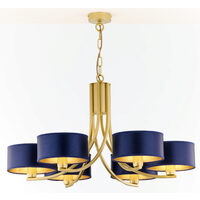 Candelabru modern auriu abajururi albastre 6xE27 Arthur 2095 Jupiter