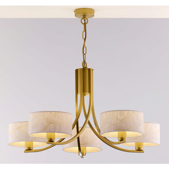 Candelabru modern alb/auriu abajururi albe 5xE27 Arthur 2097 Jupiter