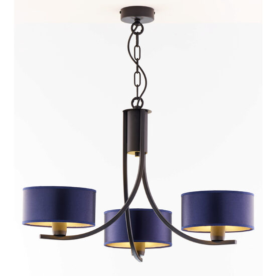 Candelabru modern negru abajururi albastre/aurii 3xE27 Arthur 2099 Jupiter