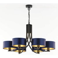 Candelabru modern negru abajururi albastre/aurii 6xE27 Arthur 2102 Jupiter