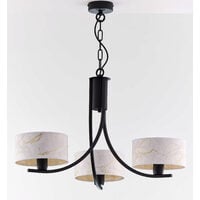 Candelabru modern negru abajururi alb/aurii 3xE27 Arthur 2103 Jupiter