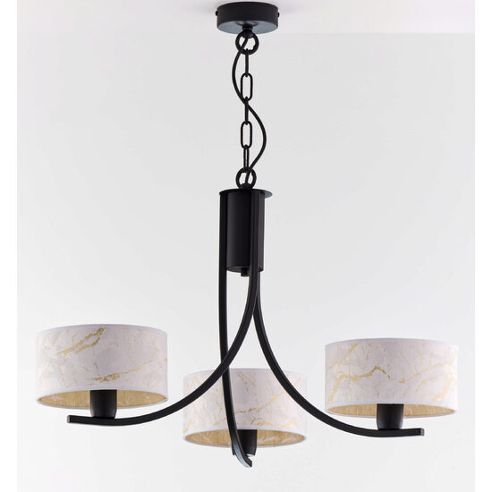 Candelabru modern negru abajururi alb/aurii 3xE27 Arthur 2103 Jupiter