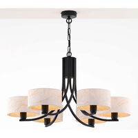 Candelabru modern negru abajururi alb/aurii 6xE27 Arthur 2105 Jupiter