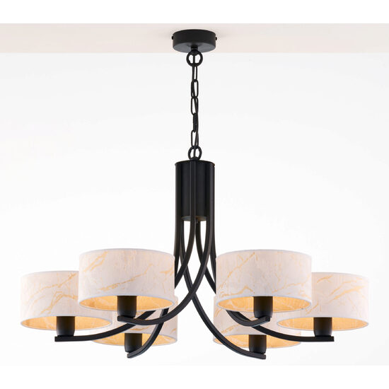 Candelabru modern negru abajururi alb/aurii 6xE27 Arthur 2105 Jupiter