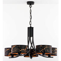 Candelabru modern negru abajururi negre/rosii 5xE27 Arthur 2107 Jupiter