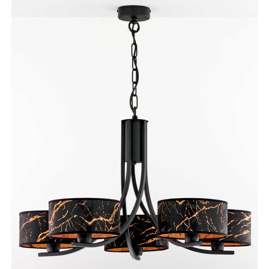 Candelabru modern negru abajururi negre/rosii 5xE27 Arthur 2107 Jupiter