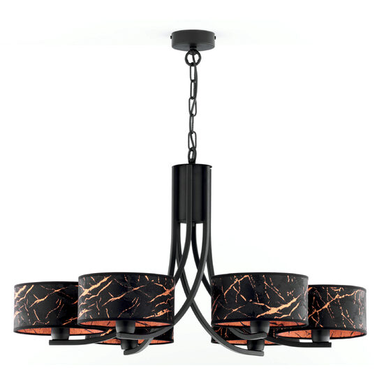 Candelabru modern negru abajururi negre/rosii 6xE27 Arthur 2108 Jupiter