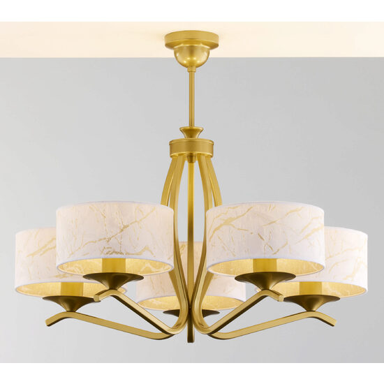 Candelabru modern auriu abajururi albe 5xE27 Kaszmir 2110 Jupiter