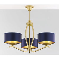 Candelabru modern auriu abajururi albastre 3xE27 Kaszmir 2113 Jupiter