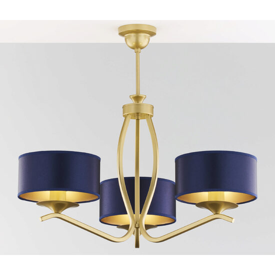 Candelabru modern auriu abajururi albastre 3xE27 Kaszmir 2113 Jupiter
