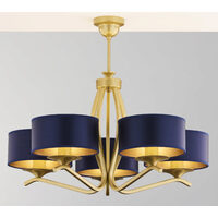 Candelabru modern auriu abajurur albiastre 5xE27 Kaszmir 2114 Jupiter