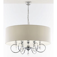 Candelabru modern crom abajur bej 5xE14 Elba 2117 Jupiter