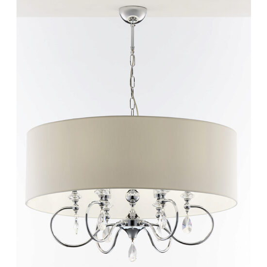Candelabru modern crom abajur bej 5xE14 Elba 2117 Jupiter