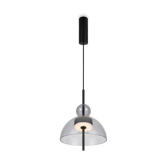 Lustra LED moderna Bangkok neagra rotunda abajur gri Ø25cm 12W, Maytoni