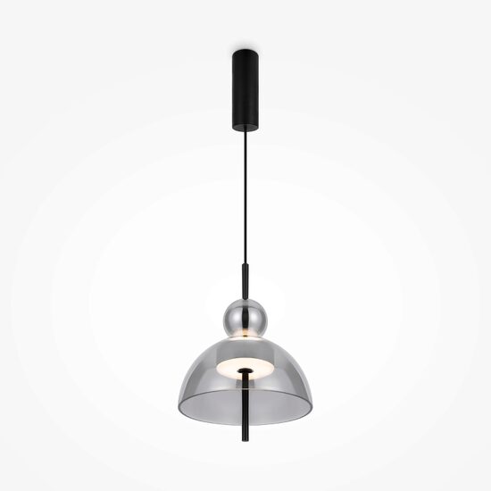 Lustra LED moderna Bangkok neagra rotunda abajur fumuriu Ø25cm 12W, Maytoni