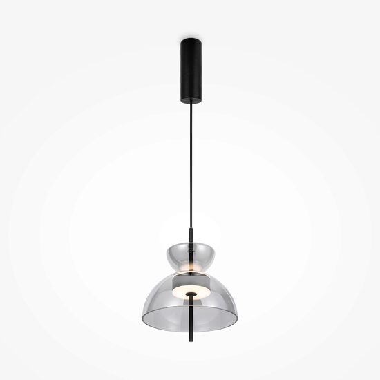 Lustra LED moderna Bangkok neagra cilindrica abajur fumuriu Ø25cm 12W, Maytoni