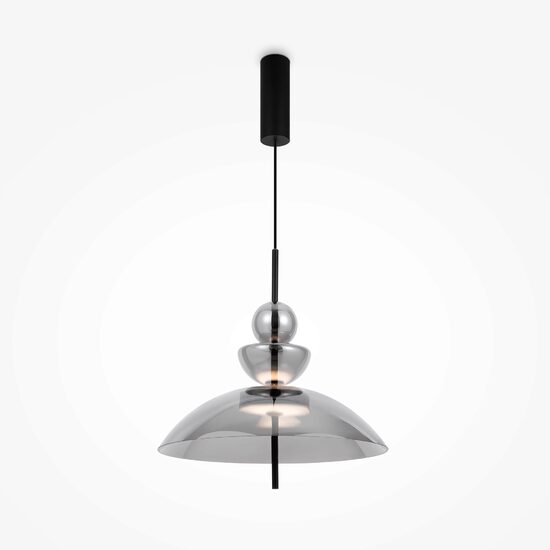 Lustra LED moderna Bangkok neagra abajur fumuriu Ø40cm 12W, Maytoni