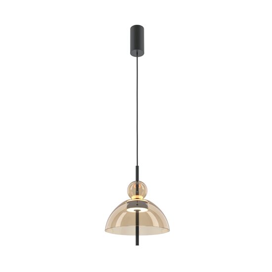 Lustra LED moderna Bangkok neagra rotunda abajur coniac Ø25cm 12W, Maytoni