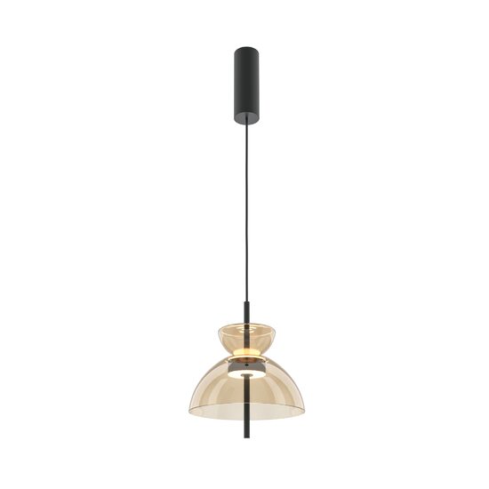 Lustra LED moderna Bangkok neagra cilindrica abajur coniac Ø25cm 12W, Maytoni