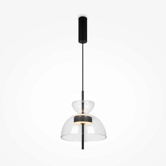 Lustra LED moderna Bangkok neagra cilindrica abajur transparent Ø25cm 12W, Maytoni