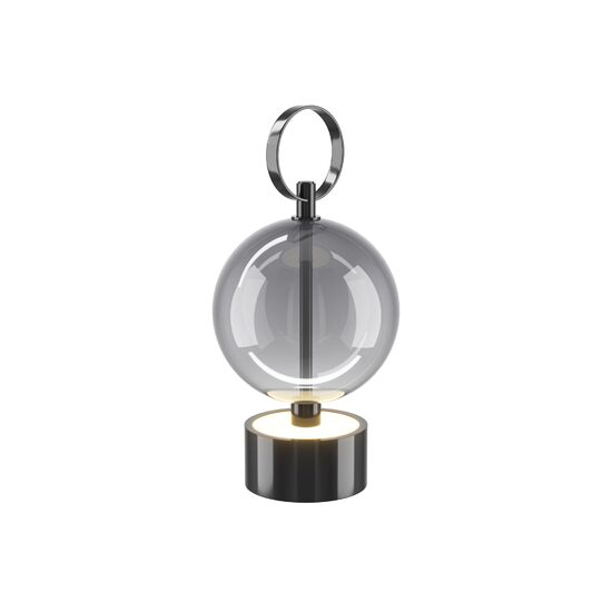 Veioza reincarcabila LED moderna Double Moon neagra capac fumurie Ø12cm 3W, Maytoni