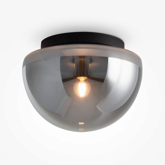 Plafoniera moderna Glassy neagra abajur fumuriu Ø31cm, Maytoni