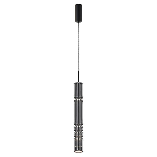 Lustra LED moderna Ordo neagra abajur fumuriu Ø8cm 8W, Maytoni