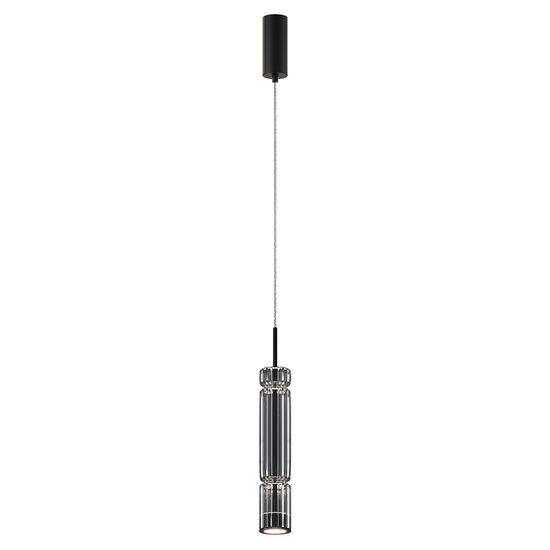 Lustra LED moderna Ordo neagra abajur fumuriu Ø8cm 8W, Maytoni