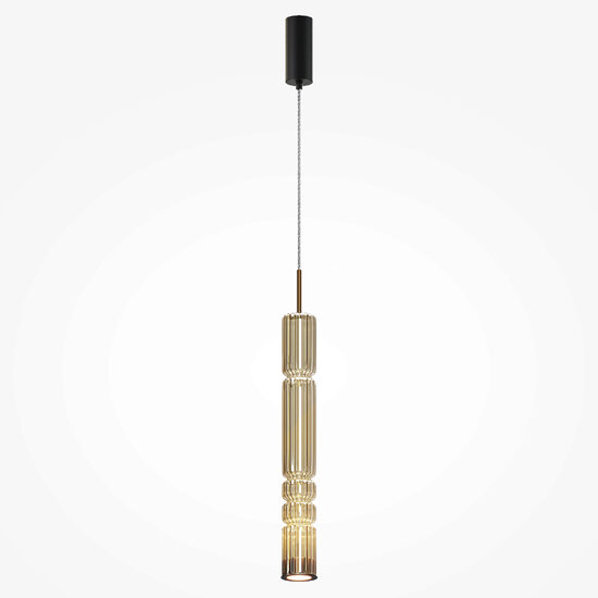 Lustra LED moderna Ordo neagra abajur coniac Ø8cm 8W, Maytoni