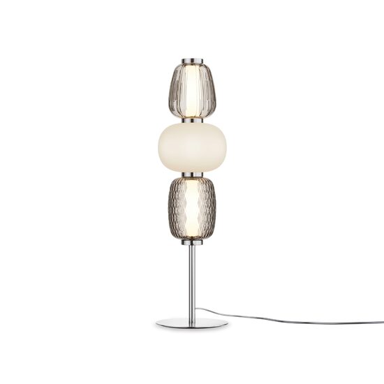 Veioza LED moderna Pattern cromata abajur alb cu gri Ø18cm 28W, Maytoni