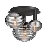 Plafoniera moderna Reels neagra abajur fumuriu L46cm, Maytoni
