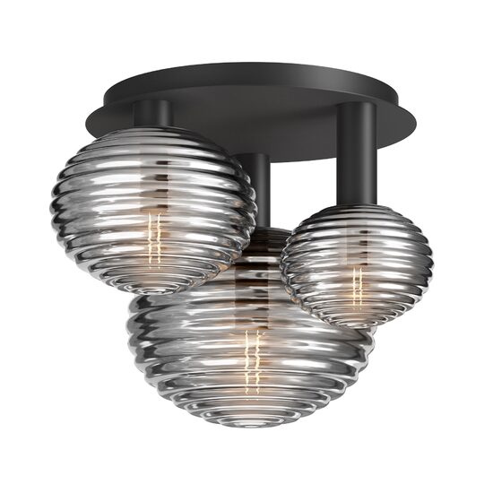 Plafoniera moderna Reels neagra abajur fumuriu L46cm, Maytoni