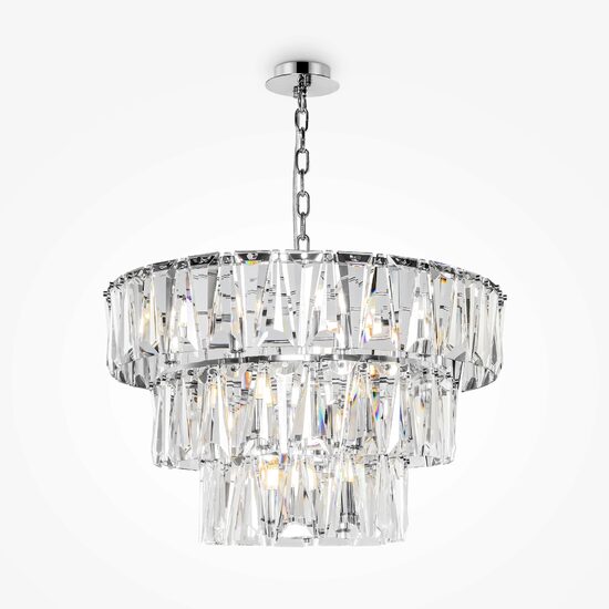 Lustra cristal transparent moderna Puntes cromata Ø77cm, Maytoni