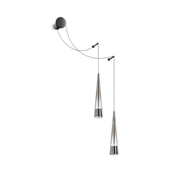 Aplica LED moderna Sintesi neagra abajur fumuriu L48cm 24W, Maytoni