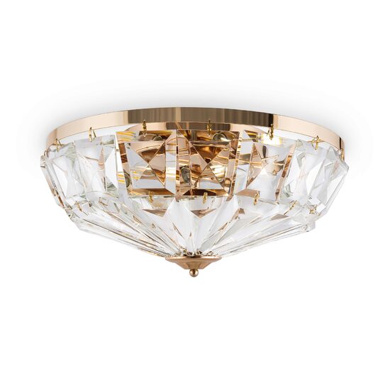 Plafoniera cristal transparent clasica Facet aurie Ø48cm, Maytoni