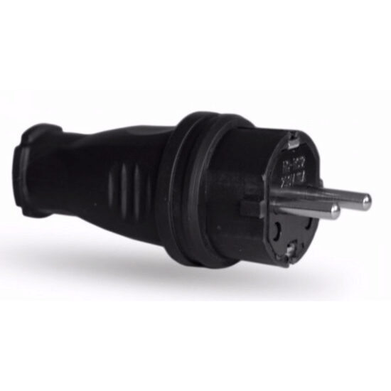 Stecher negru, din cauciuc, 16A, IP44, Stilo STI100