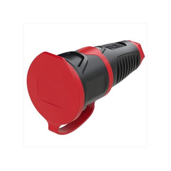 Priza neagra, din cauciuc, cu capac, 16A, IP54, APCE 2511-S
