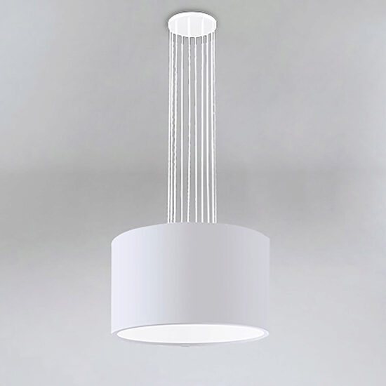 Lustra moderna alba, abajur cilindric din PVC, 1xE27/60W, H124, Ihi 9496, Dohar