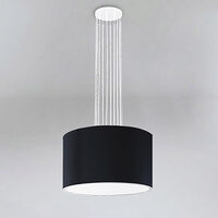 Lustra moderna alba-neagra, abajur cilindric din PVC, 1xE27/60W, H124, Ihi 9495, Dohar