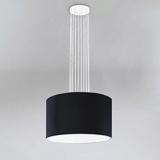 Lustra moderna alba-neagra, abajur cilindric din PVC, 1xE27/60W, H124, Ihi 9495, Dohar