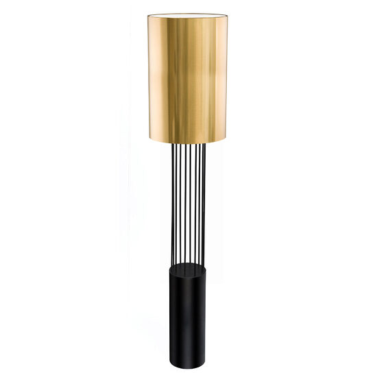 Lampadar modern negru-auriu, abajur cilindric din PVC, 1xE27/60W, H190, Ihi 9474, Dohar