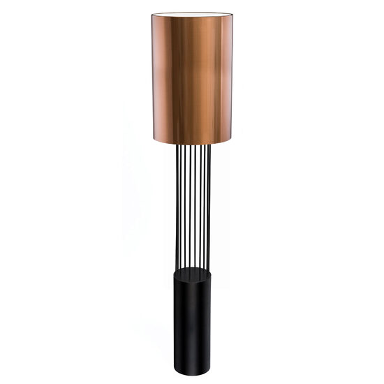 Lampadar modern negru-cupru, abajur cilindric din PVC, 1xE27/60W, H190, Ihi 9475, Dohar