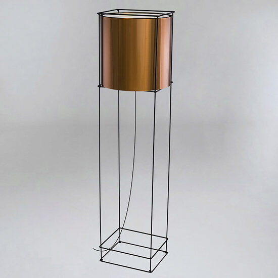 Lampadar modern negru-cupru, stil industrial, 1xE27/60W, H190, Paa 9534, Dohar