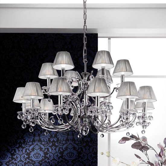 Candelabru clasic alama crom 18xE14/40W, KristallDesign LU 2144/12+6 Chrom Orion