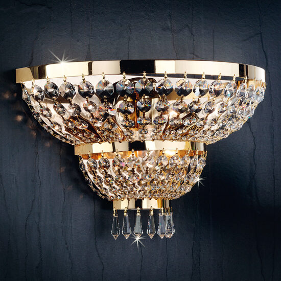 Aplica clasica cristal alama Aur 24k 3xE14/40W, Sheraton WA 2-1170/3 Gold Orion